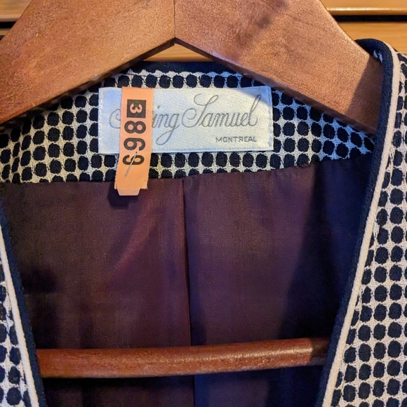 Vintage Irving Samuel Montreal Navy & White Pure Virgin Wool Jacket & Skirt … - Picture 6 of 13